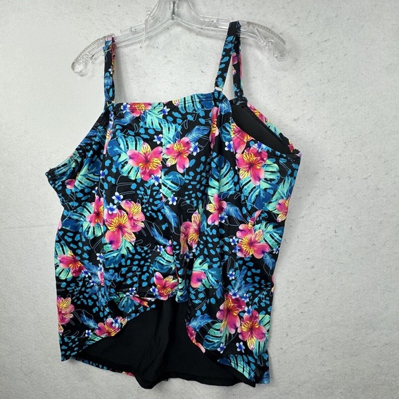 NEW Swimsuits For All Womens Plus Size 28 Floral Print Underwire Tankini Top - Picture 10 of 16